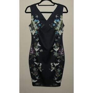 Ted Baker Womens Sz 2 Katiey Dress Spring Meadows Blue Floral Bodycon V-Neck NWT